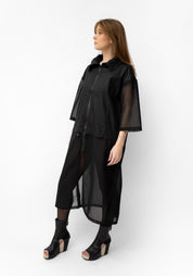 Maxi Length Mesh Panels Jacket