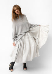 High Neck Draped Shimmer Knit Top