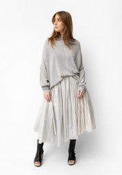 High Neck Draped Shimmer Knit Top