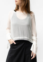 Semi-Sheer Silk Chiffon Cocoon Top