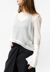 Semi-Sheer Silk Chiffon Cocoon Top