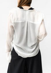 Semi-Sheer Silk Chiffon Cocoon Top