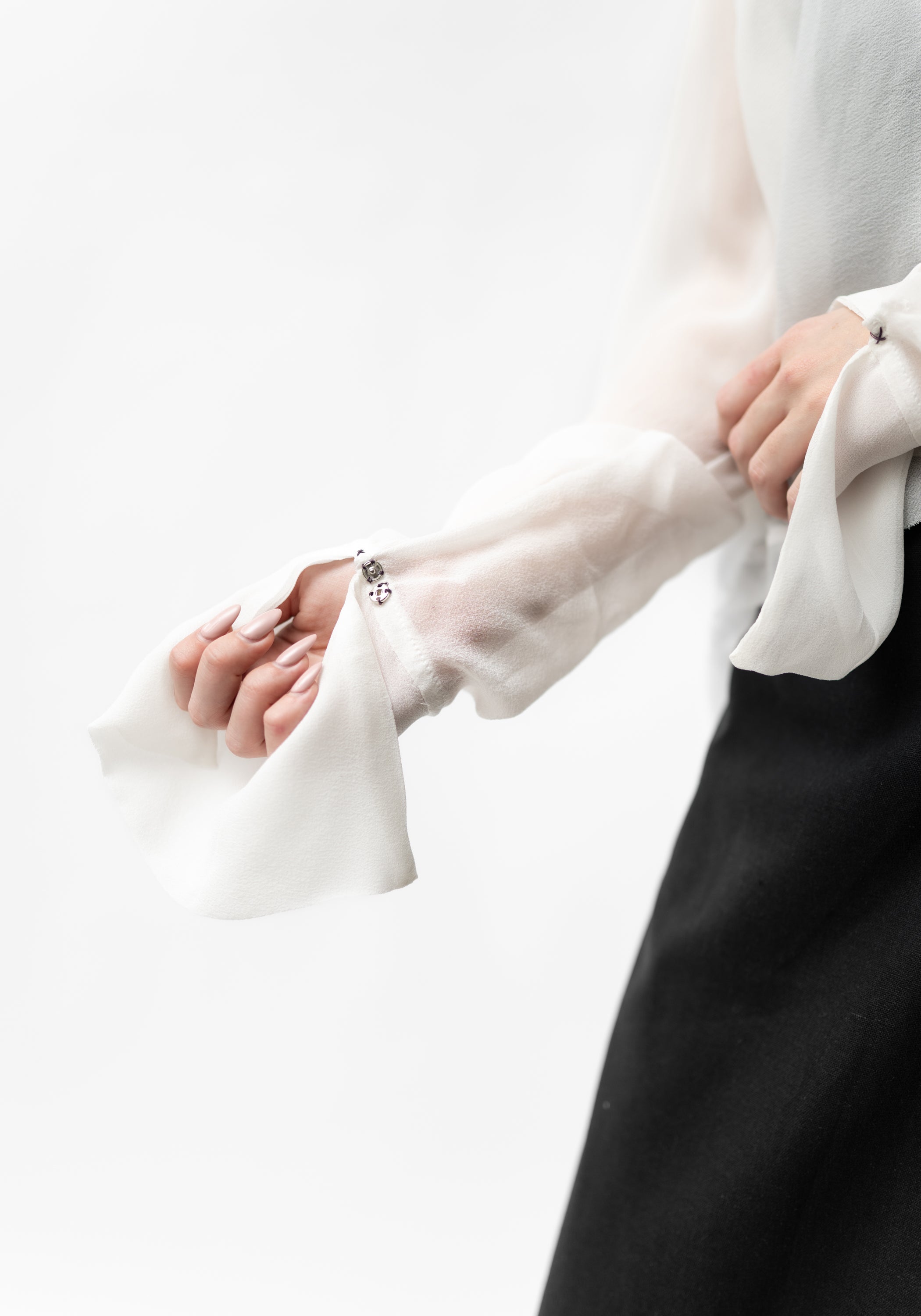 Semi-Sheer Silk Chiffon Cocoon Top