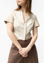Cropped Zip Front Short Sleeve Herodotus Bolero Jacket
