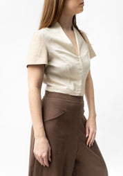 Cropped Zip Front Short Sleeve Herodotus Bolero Jacket