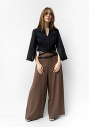 Black Strap Detail Cropped Satellite Jacket