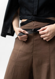 Black Strap Detail Cropped Satellite Jacket