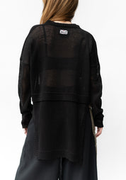 Plaza Hand Embroidered V-Neck Knit Linen Pullover