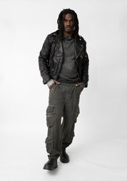 Washed Black Leather Biker Jacket - December Thieves