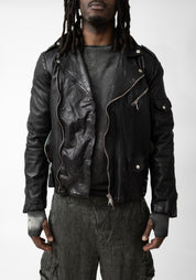 Washed Black Leather Biker Jacket - December Thieves
