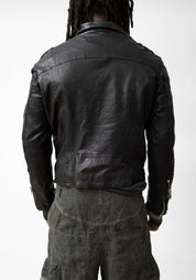 Washed Black Leather Biker Jacket - December Thieves