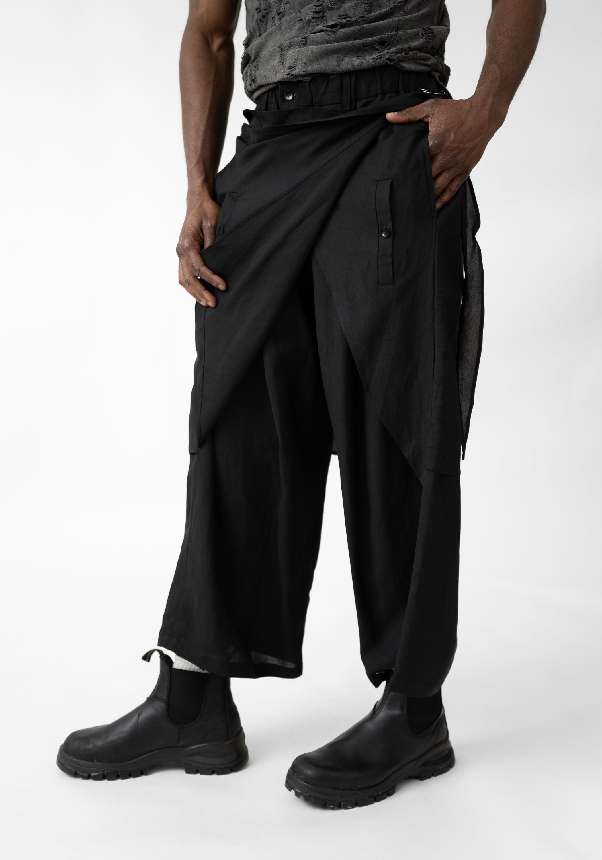 Olan Drape Front Linen Blend Pants - December Thieves