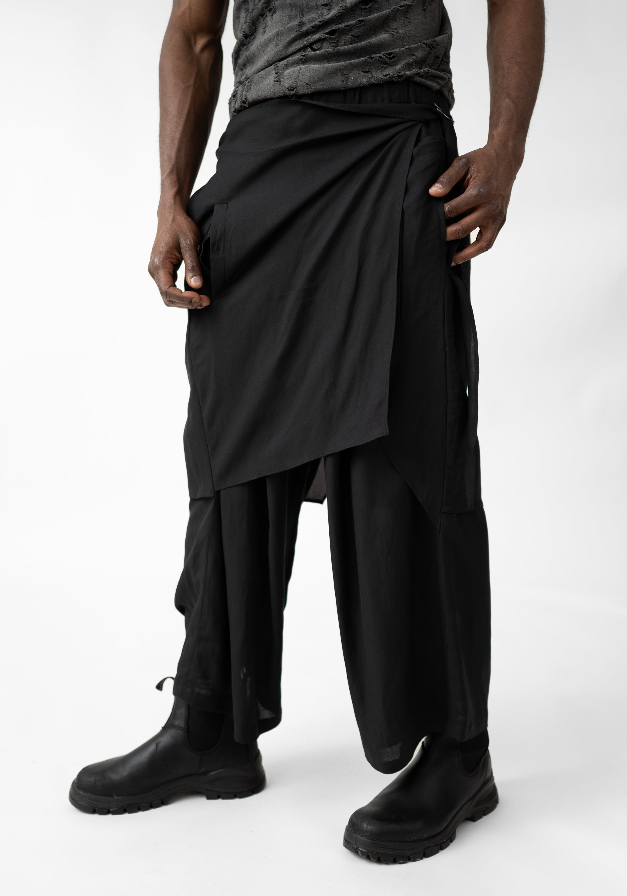 Olan Drape Front Linen Blend Pants - December Thieves