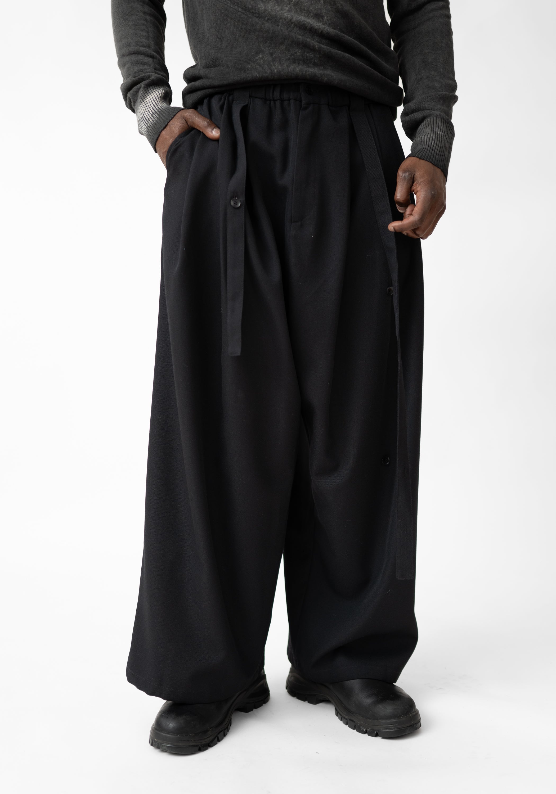 Axis Strip Detail Wide Leg Wool Pants - December Thieves