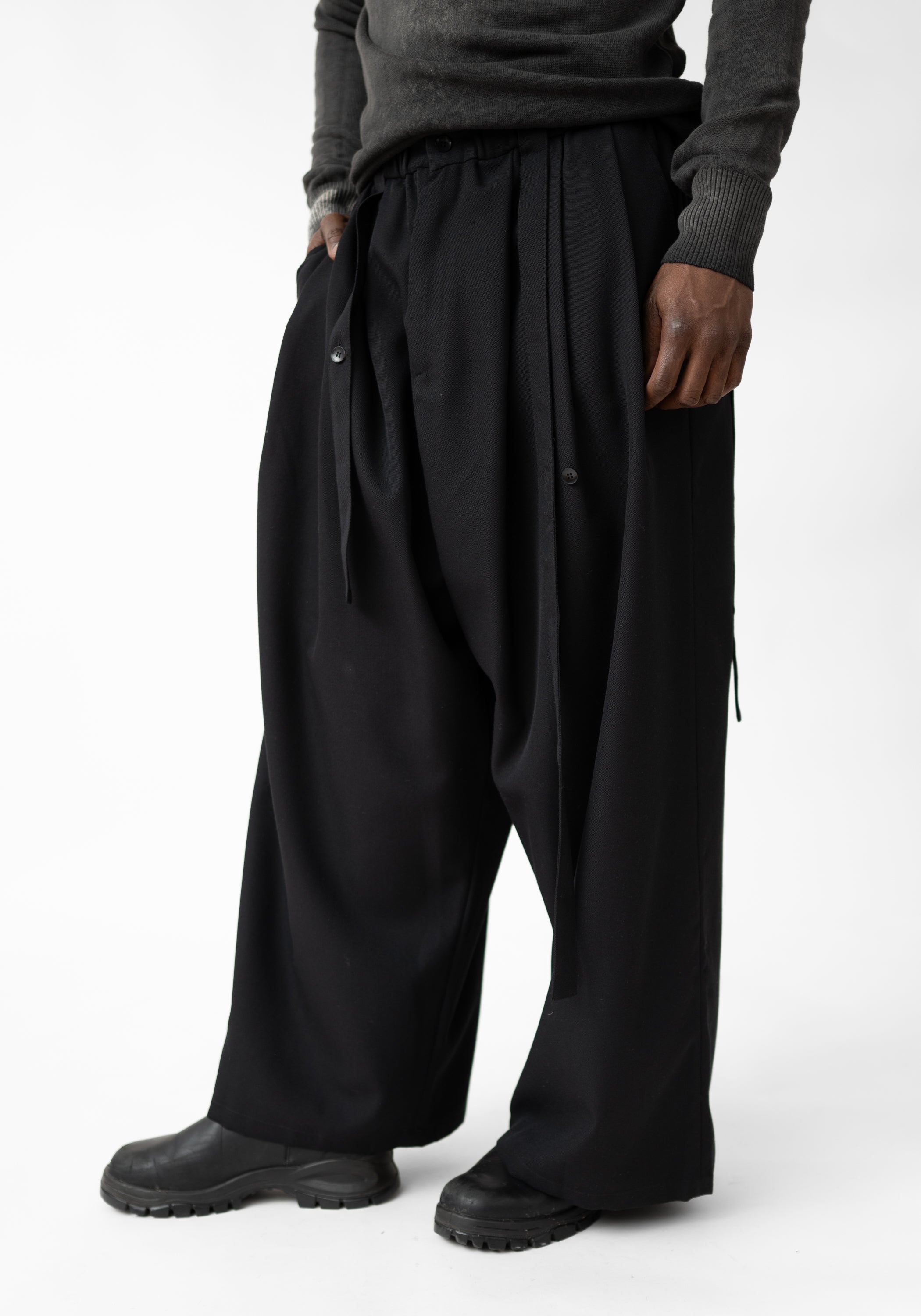 Axis Strip Detail Wide Leg Wool Pants - December Thieves