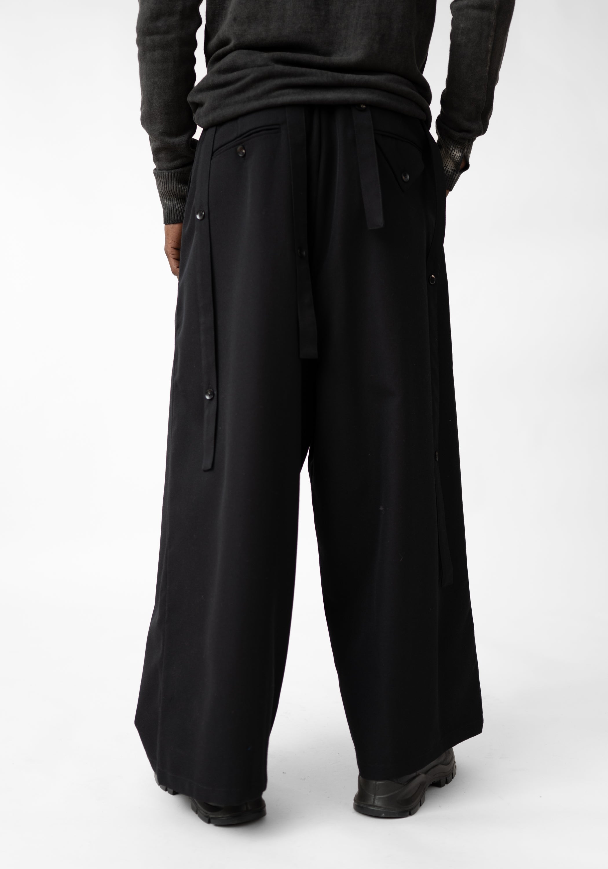 Axis Strip Detail Wide Leg Wool Pants - December Thieves