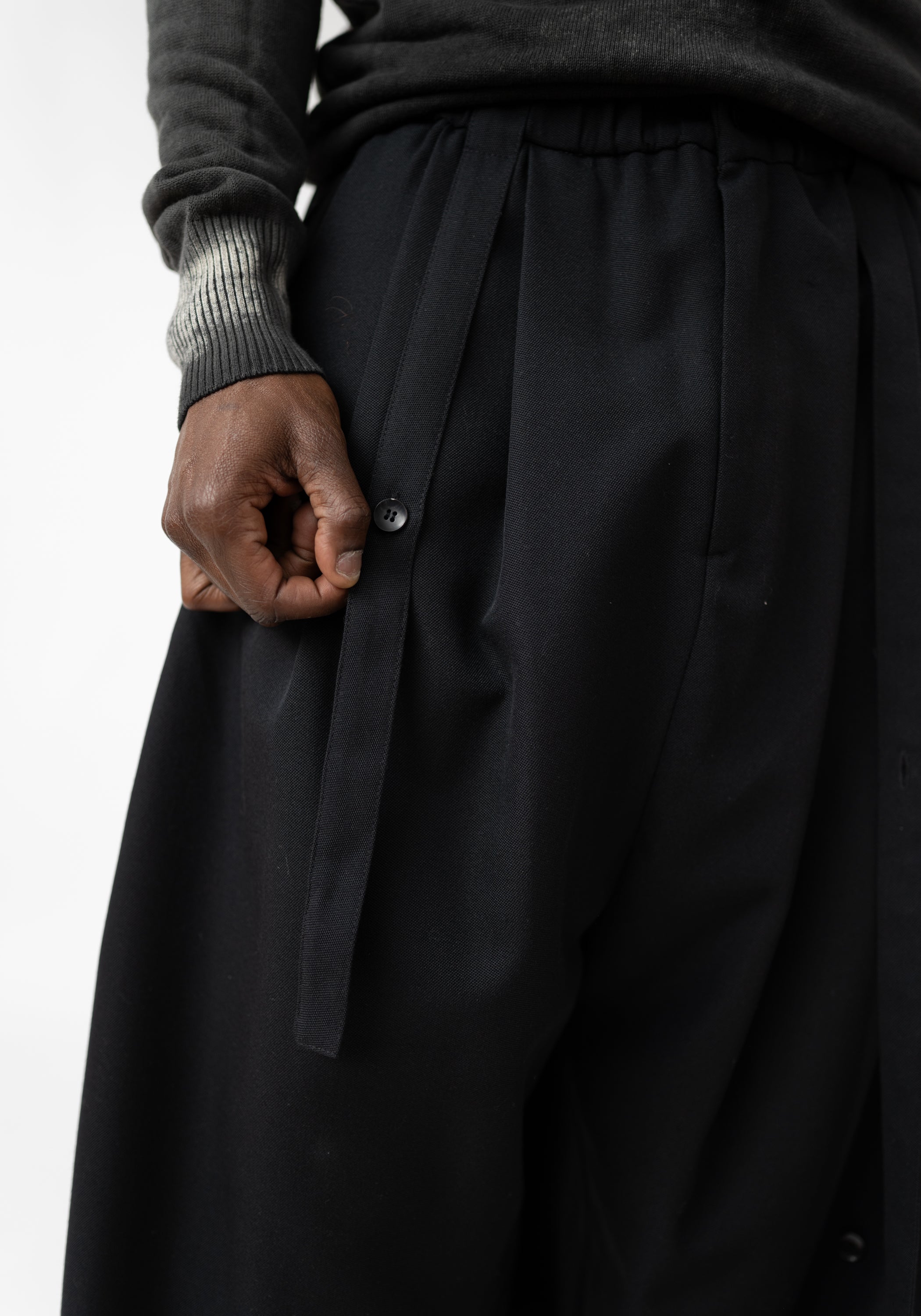 Axis Strip Detail Wide Leg Wool Pants - December Thieves