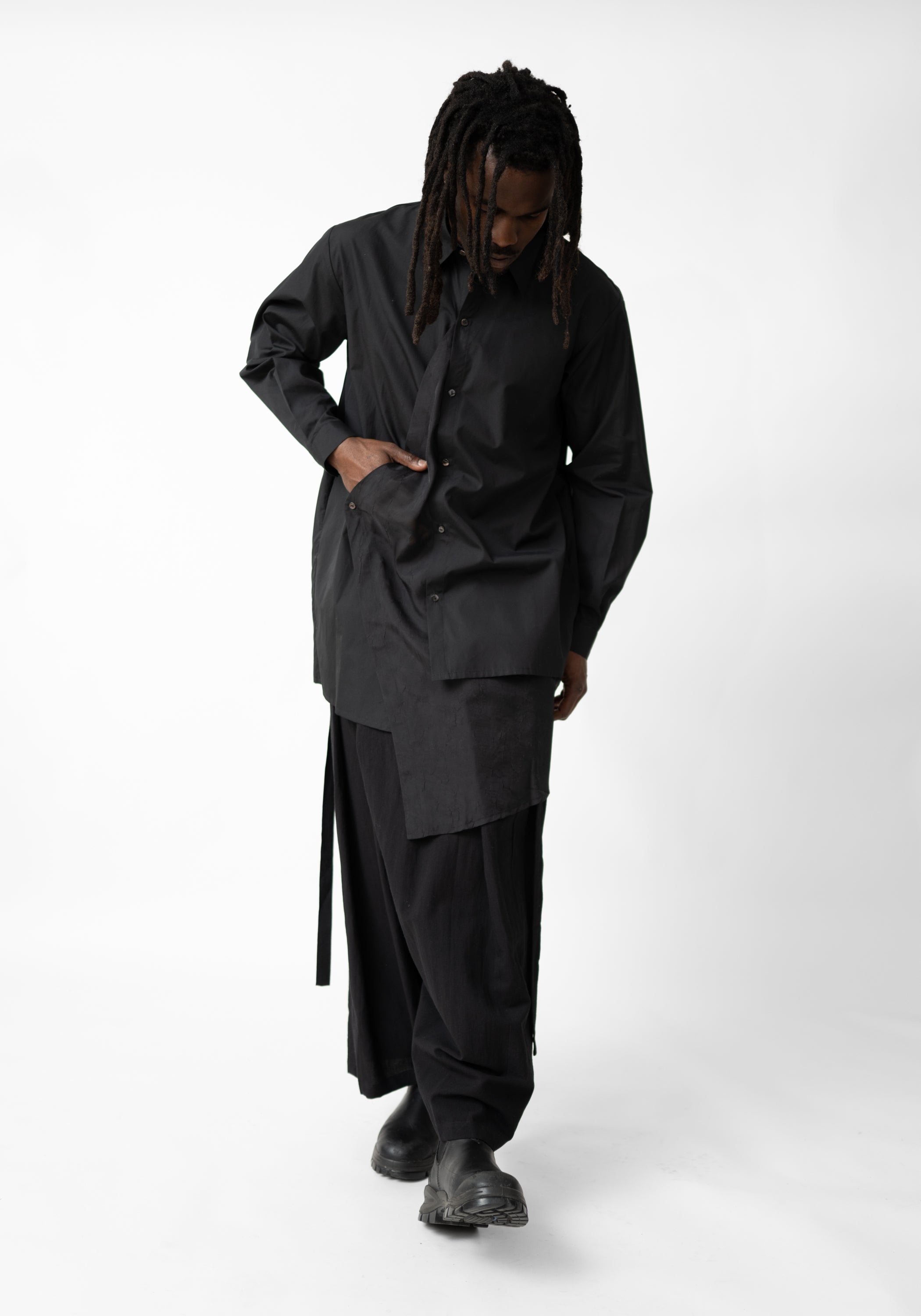 Wayn Asymmetric Paneled Button Front Shirt - December Thieves
