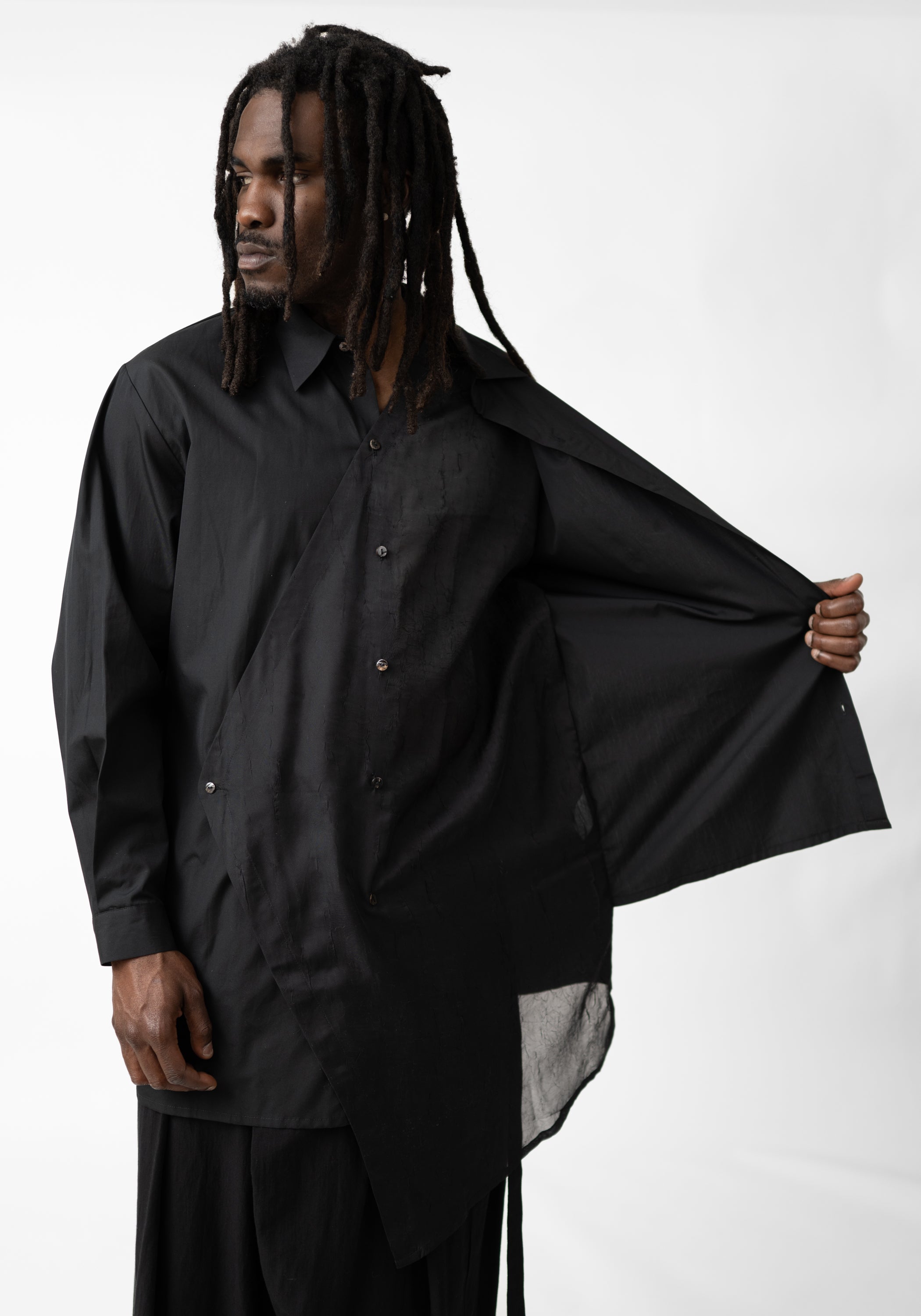 Wayn Asymmetric Paneled Button Front Shirt - December Thieves