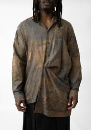 Elliot Drape Detail Wool Blend Button Front Shirt - December Thieves