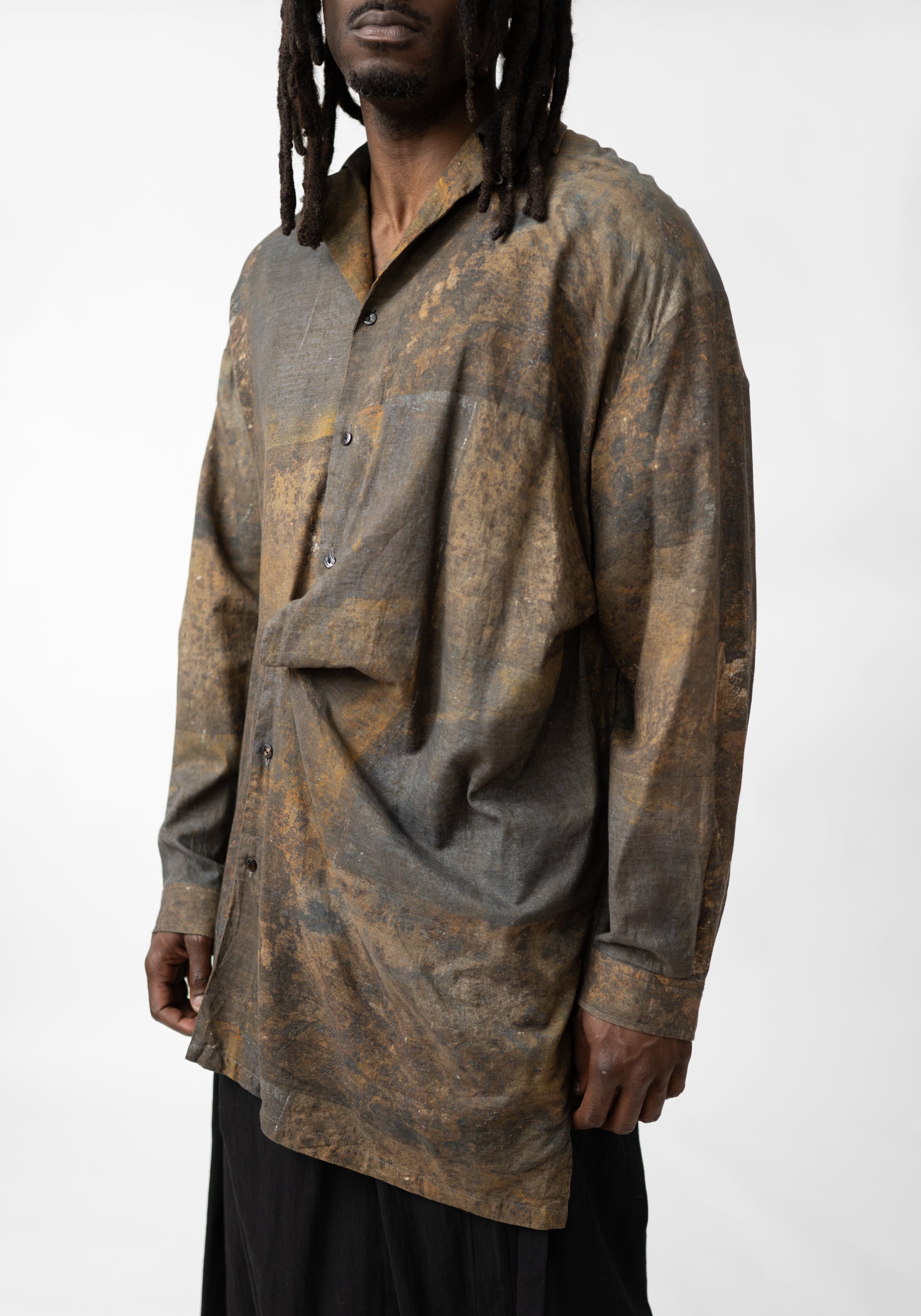 Elliot Drape Detail Wool Blend Button Front Shirt - December Thieves