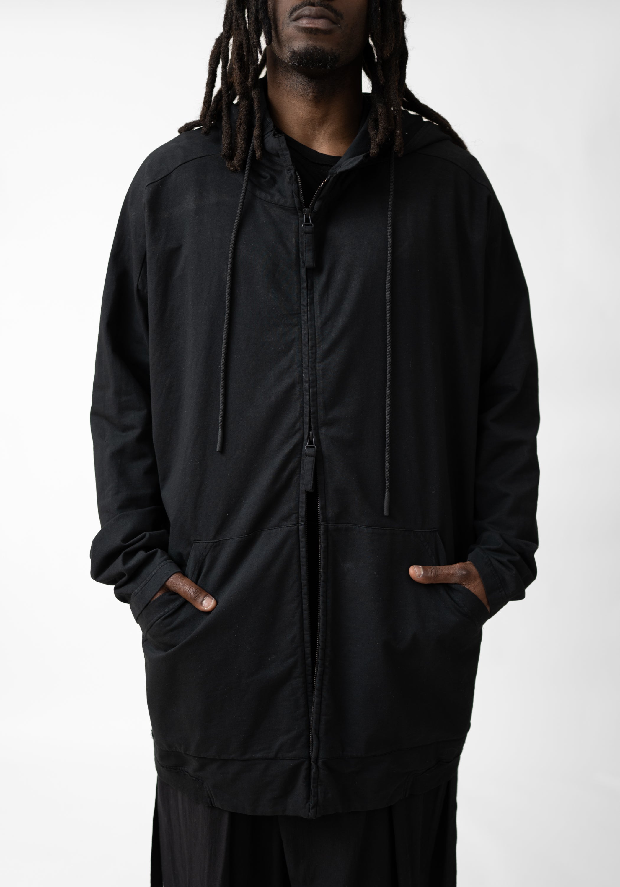 Oversized Hooded Zip Front Jersey Jacket - December Thieves