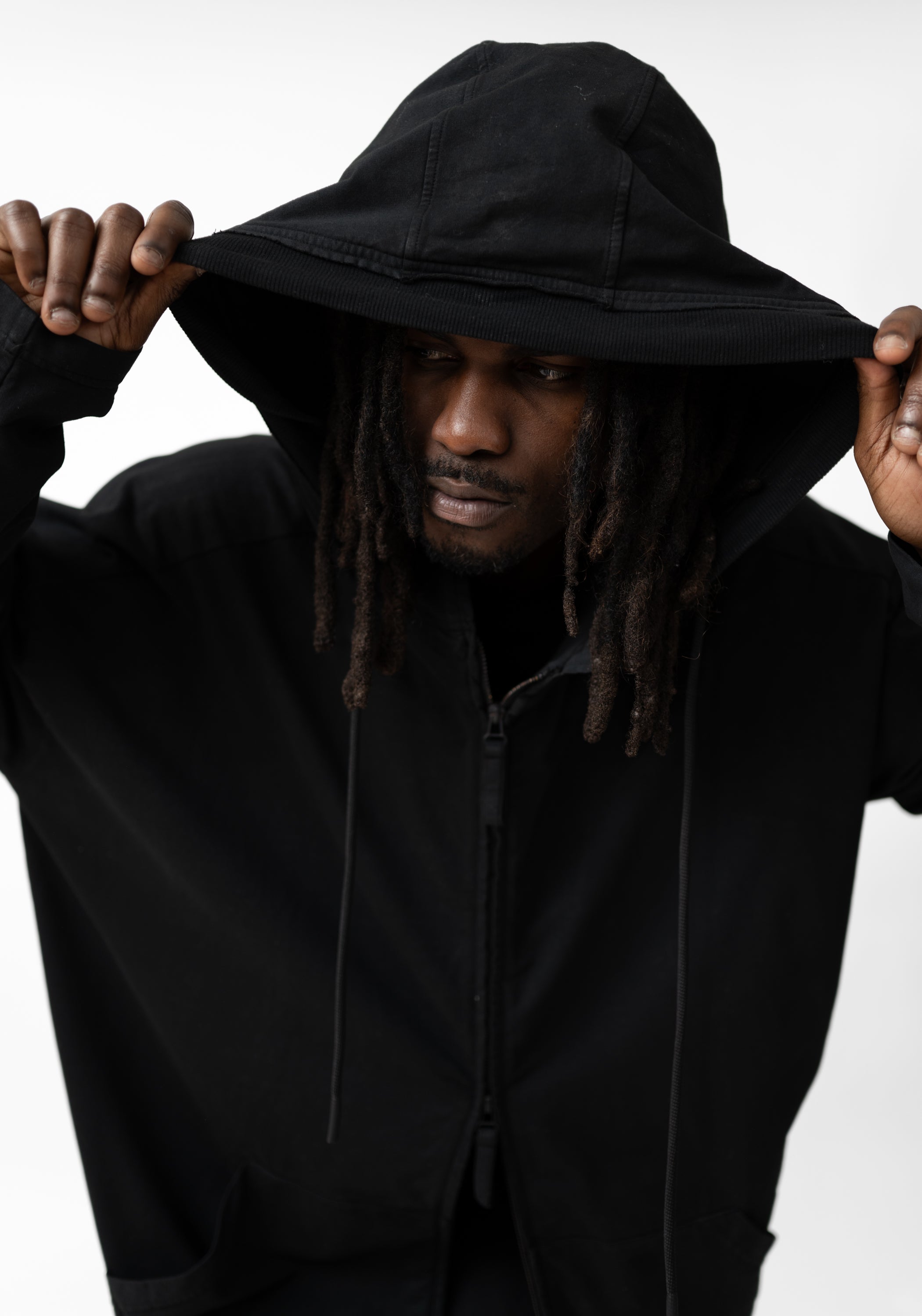 Oversized Hooded Zip Front Jersey Jacket - December Thieves