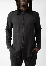 Linen High Neck Button Front Shirt - December Thieves