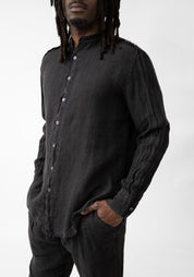 Linen High Neck Button Front Shirt - December Thieves