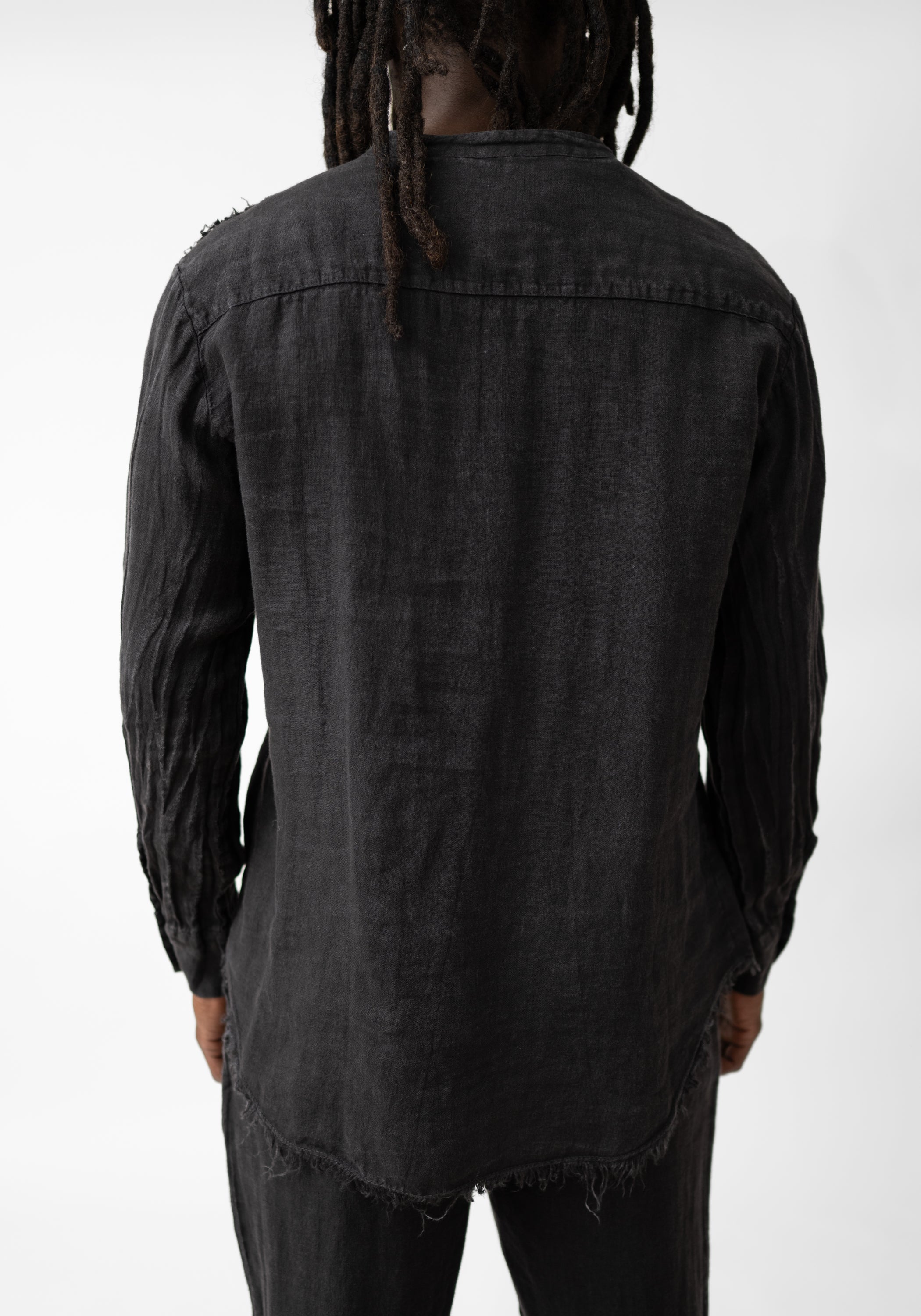 Linen High Neck Button Front Shirt - December Thieves