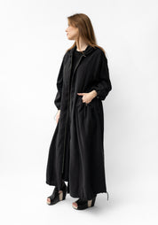 Cardinale Oversized Zip Front Hooded Drawstring Detail Maxi Jacket