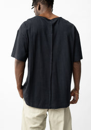 Linen Blend Seam Detail T-Shirt