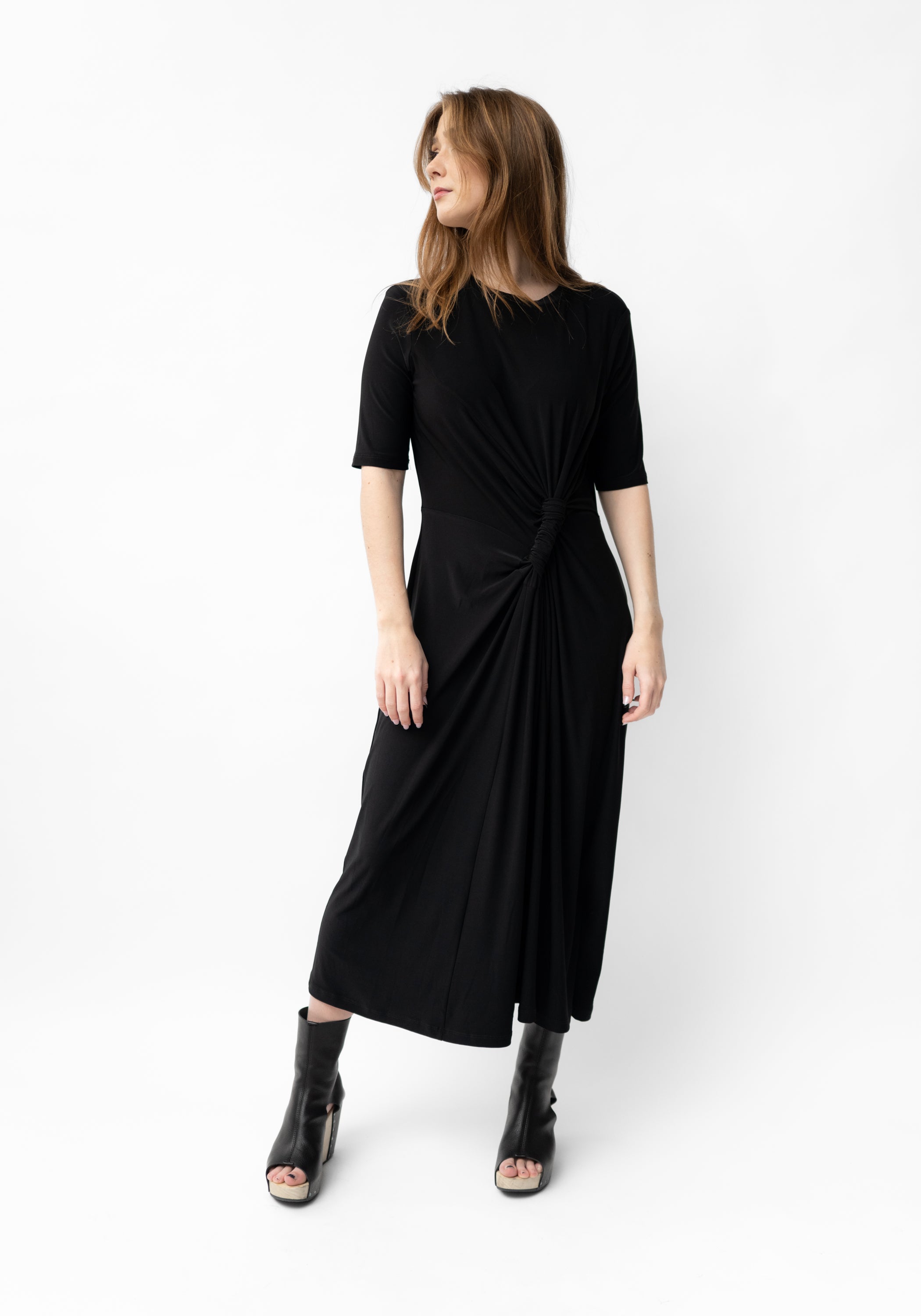 Banderas Crop Sleeve Twist Front Maxi Dress