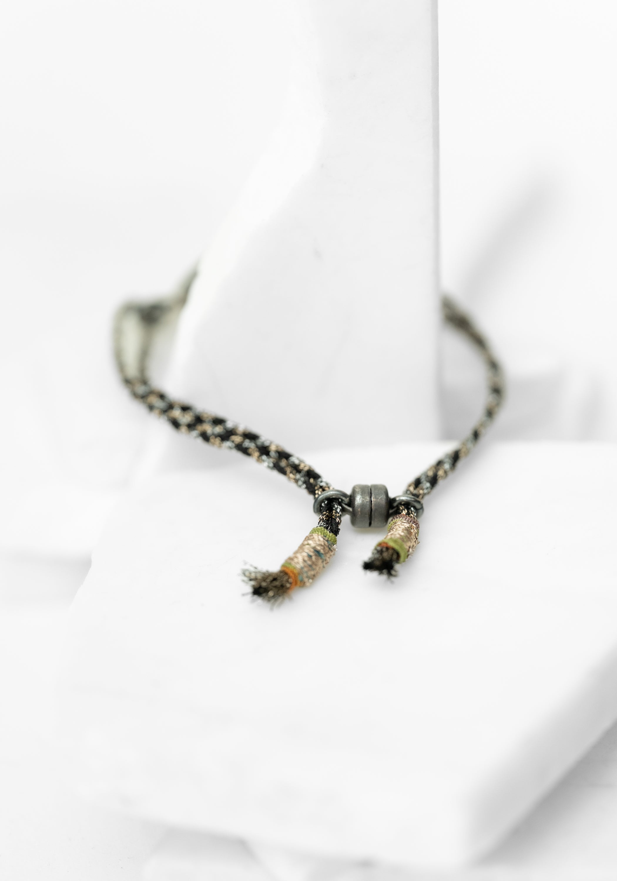 10K Gold, Sterling Silver, Black Onyx and Emerald Eye Bracelet
