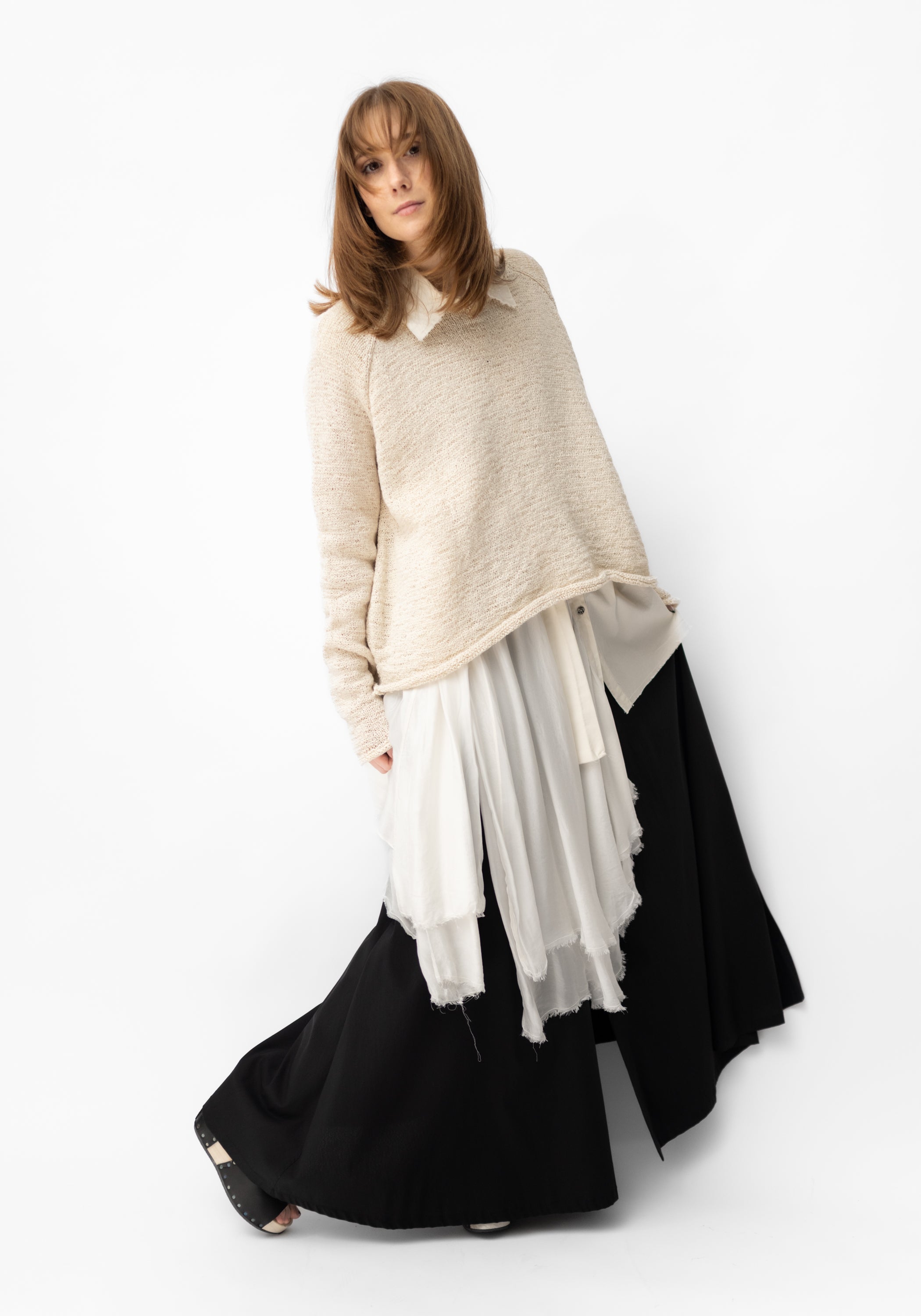 Wide Neck Textured Knit Pullover in OCEAN Only