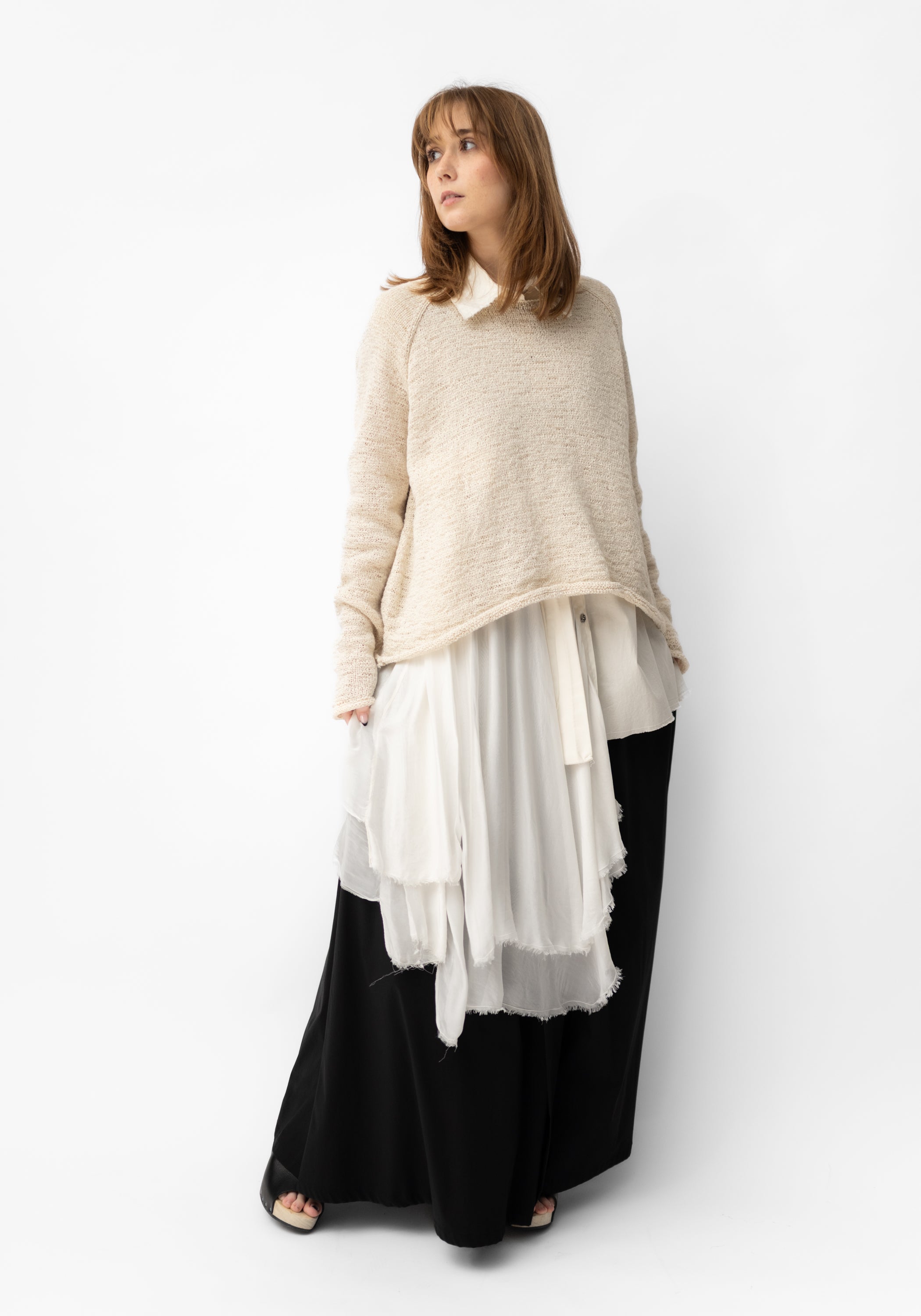 Wide Neck Textured Knit Pullover in OCEAN Only