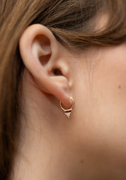 Single 9k Gold Mini Ruby And Pink Tourmaline Clicker Hoop
