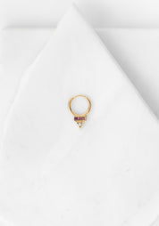 Single 9k Gold Mini Ruby And Pink Tourmaline Clicker Hoop