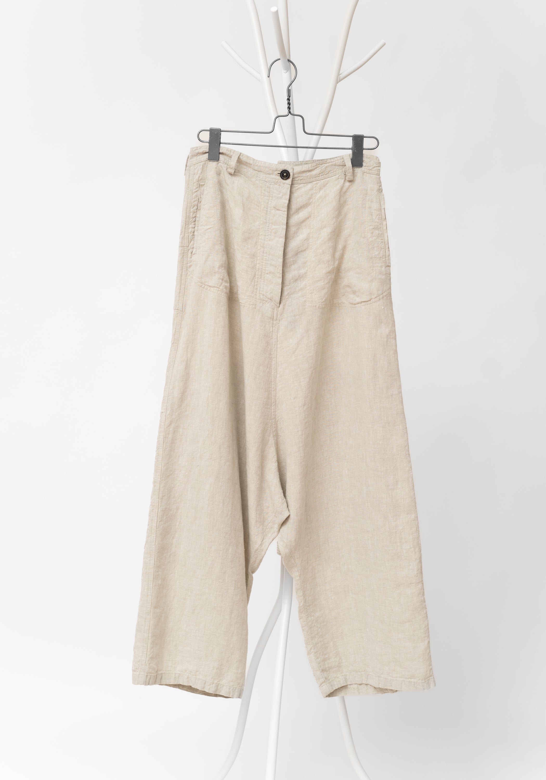 Wide Leg Drop Seat Textured Linen Pants - December Thieves