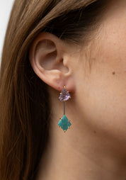 14k-18k Gold Rose de France Amethyst Hook Earrings