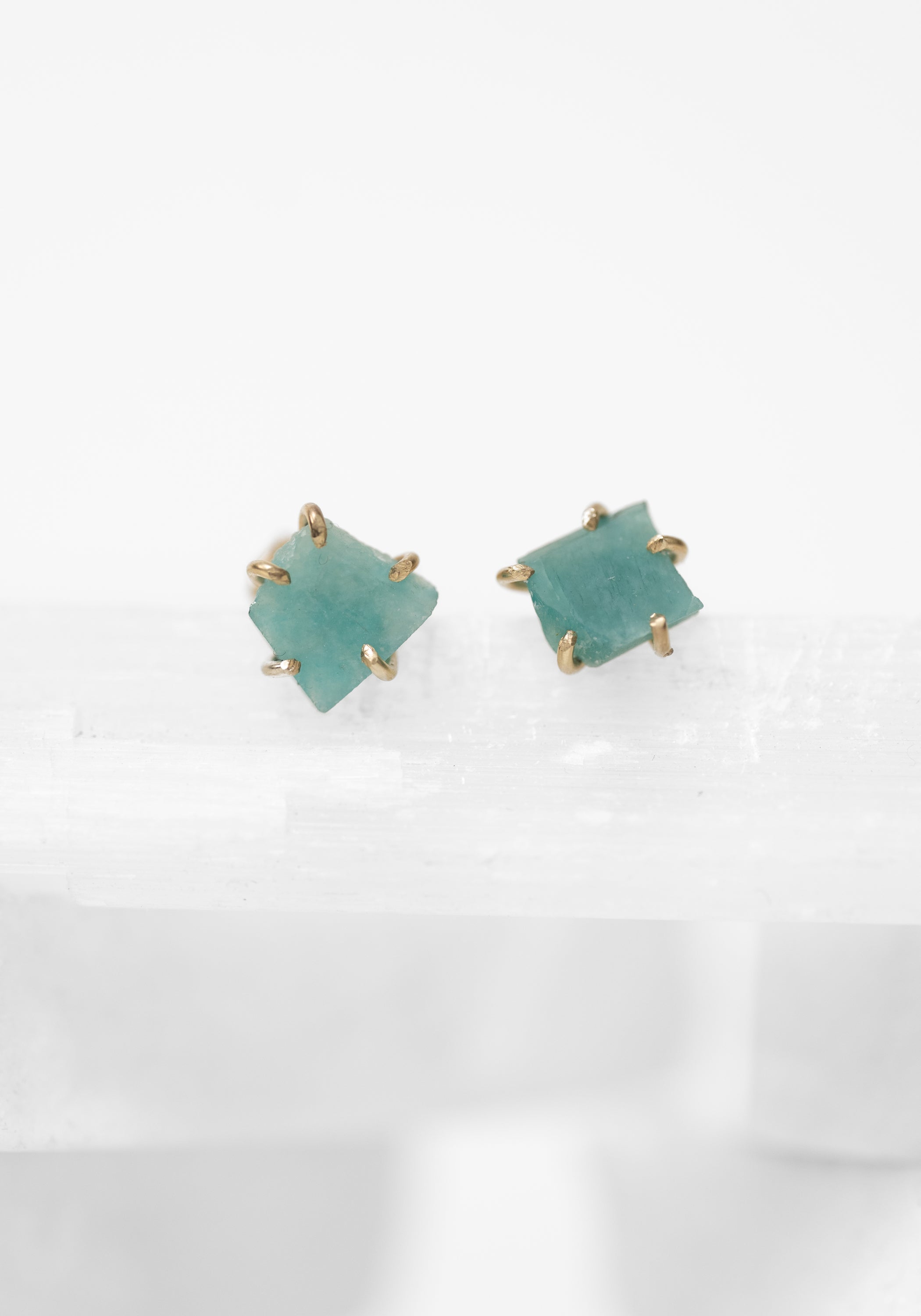14k Gold Amazonite Petite Studs
