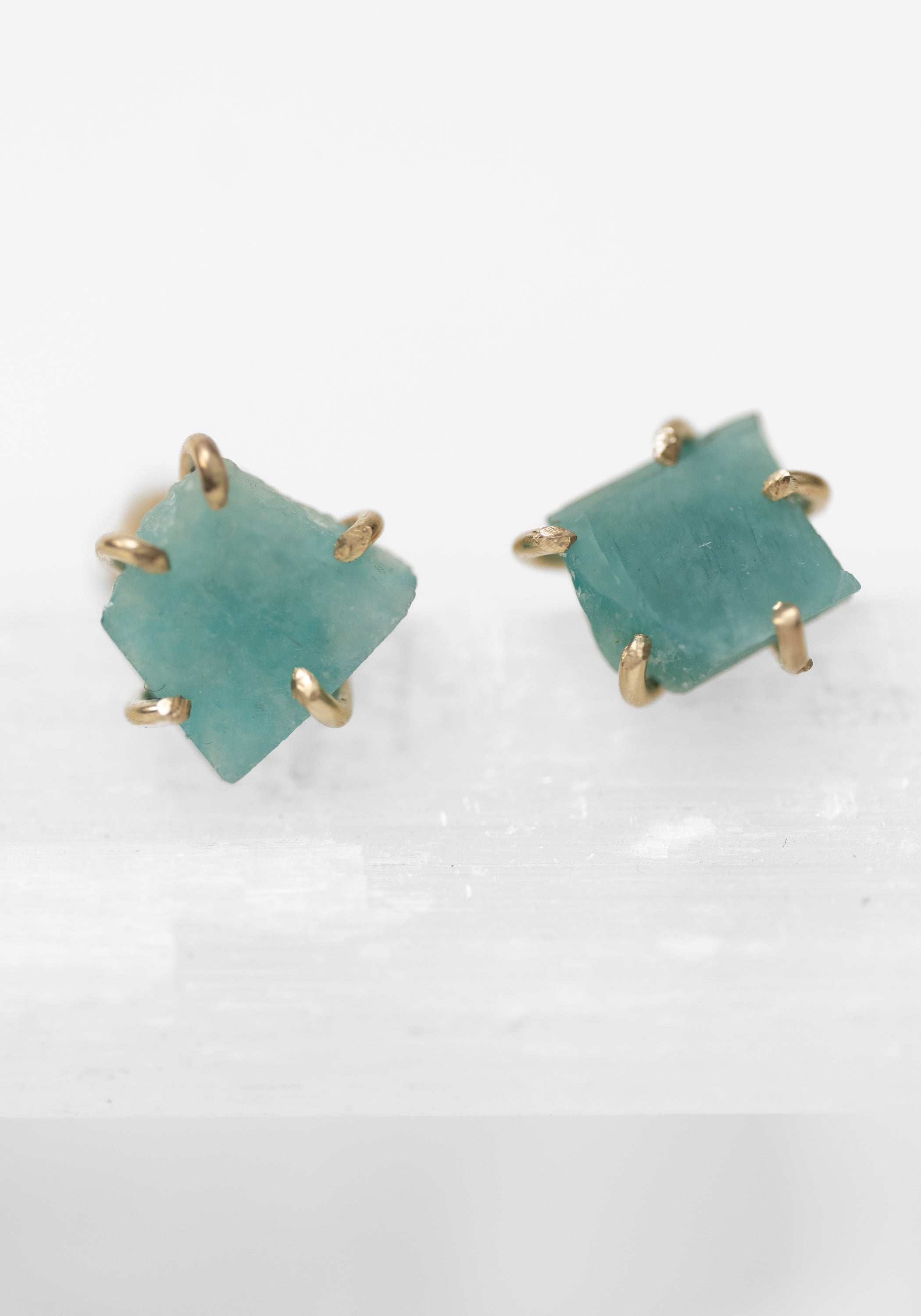 14k Gold Amazonite Petite Studs