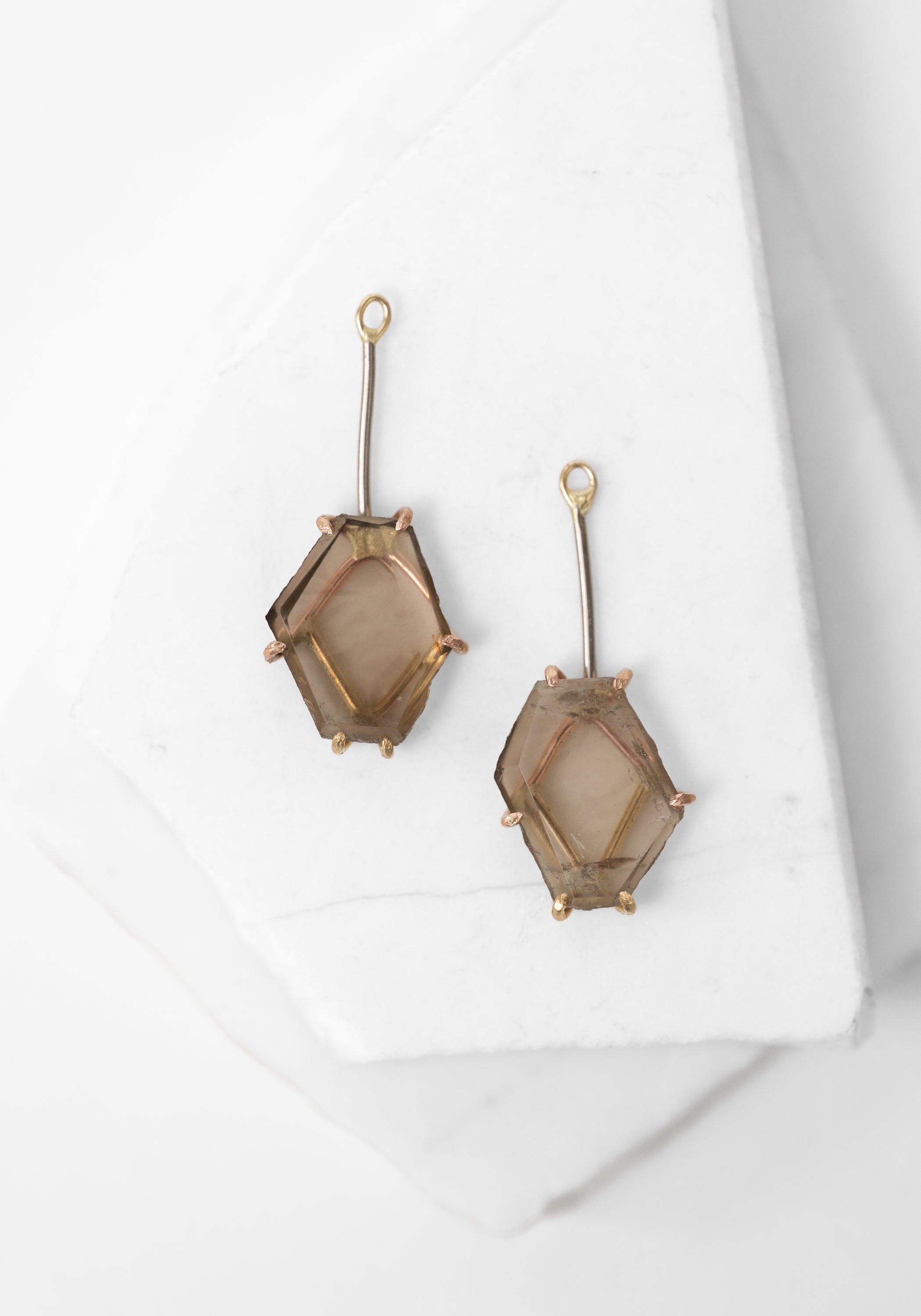 14k-18k Gold Smokey Quartz Drops