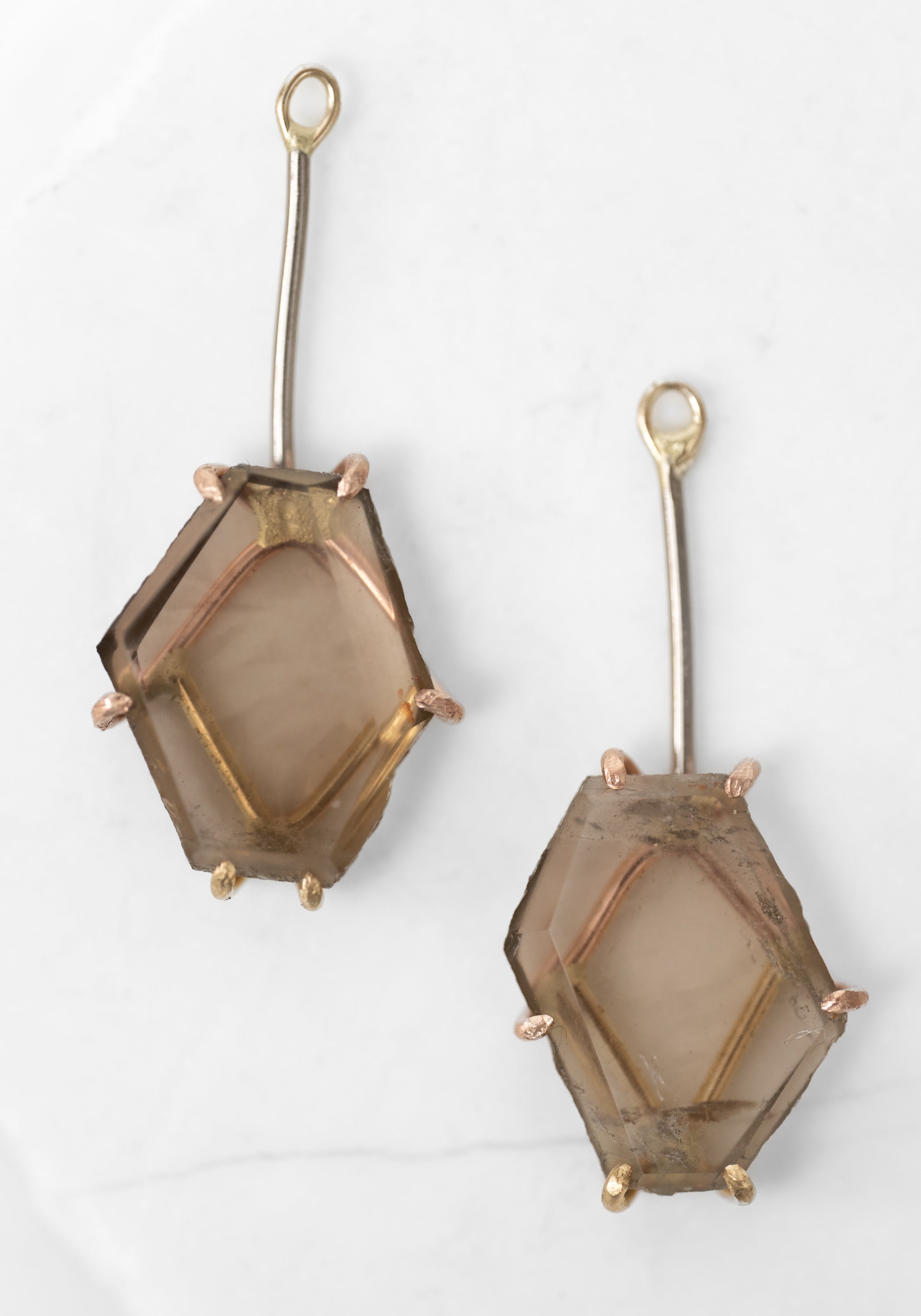 14k-18k Gold Smokey Quartz Drops
