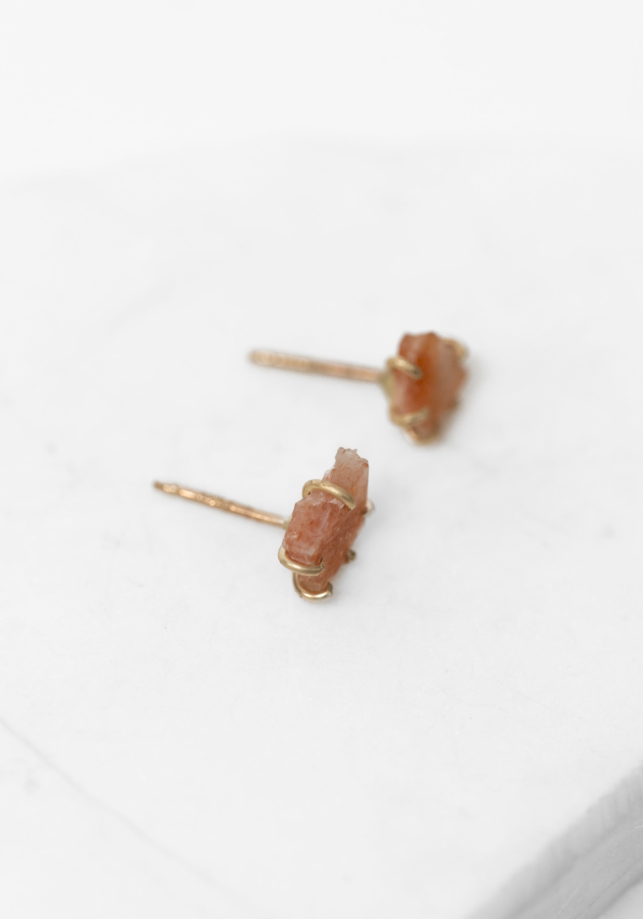14k Gold Sunstone Petite Studs