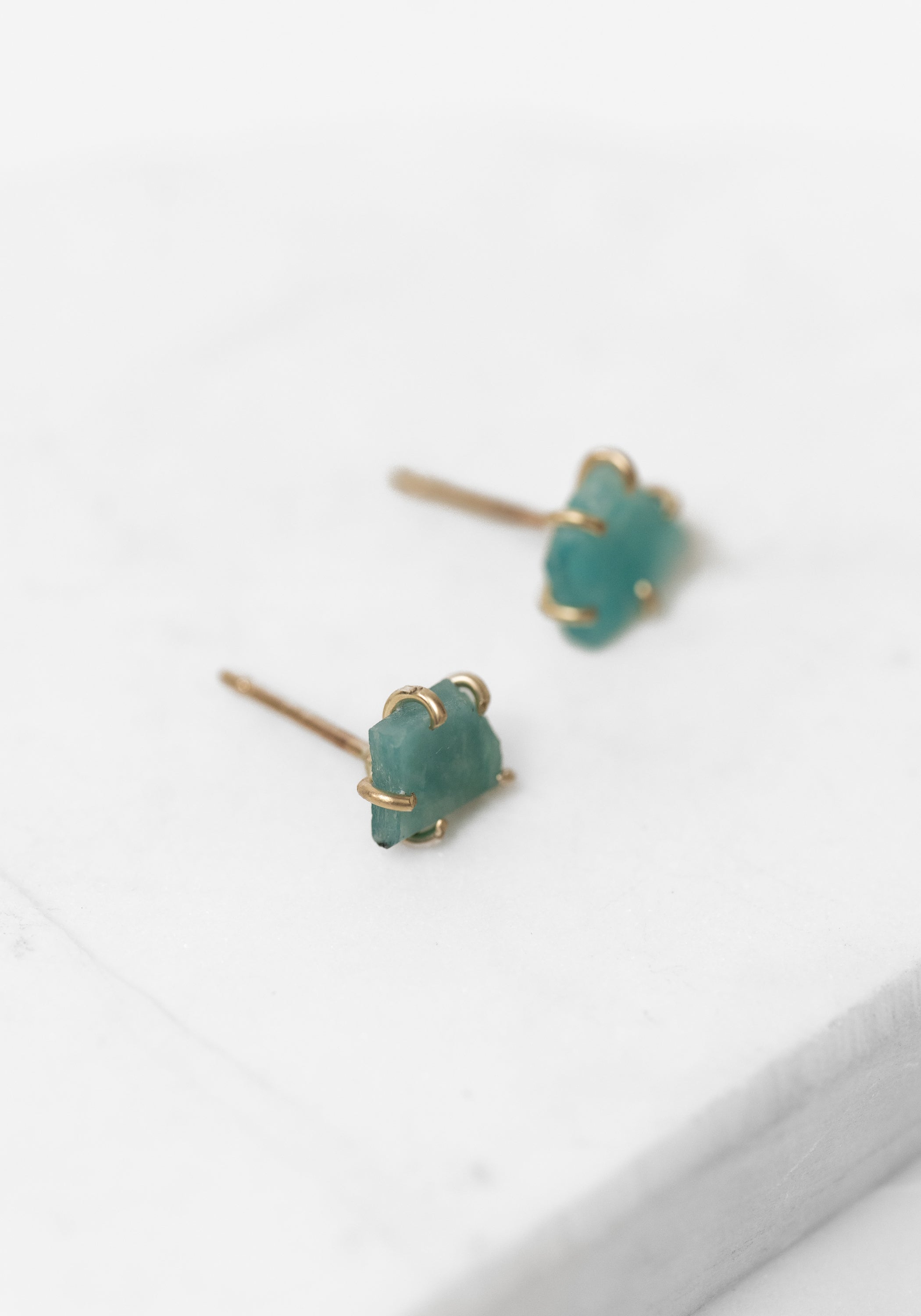 14k Gold Amazonite Petite Studs