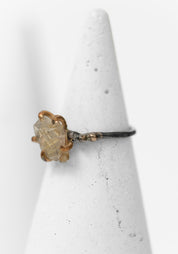 14k-18k Gold and Oxidized Sterling Rutilated Quartz Ring