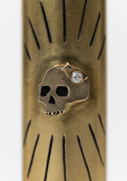 Brass and White Topaz Skull Lighter Case - December Thieves