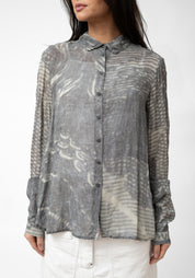 Printed Semi-Sheer Blouse - December Thieves