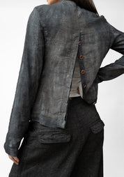 Tailored Hand Dyed Textured Linen Blend Jacket - December Thieves
